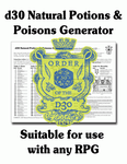 RPG Item: FGM037l: d30 Natural Potions and Poisons Generator
