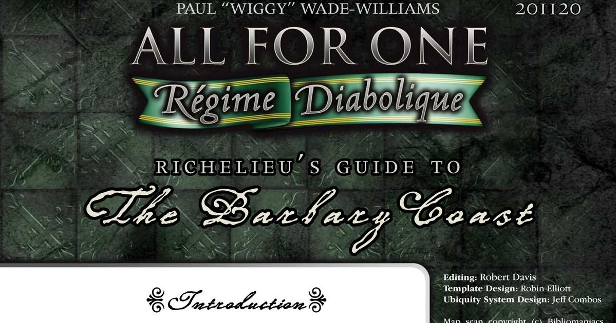 Richelieu's Guide to the Barbary Coast | RPG Item | BoardGameGeek