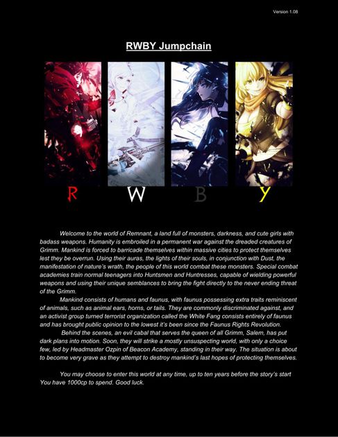 Rwby Jumpchain Rpg Item Rpggeek A jumpchain multiverse exploration story. rwby jumpchain rpg item rpggeek