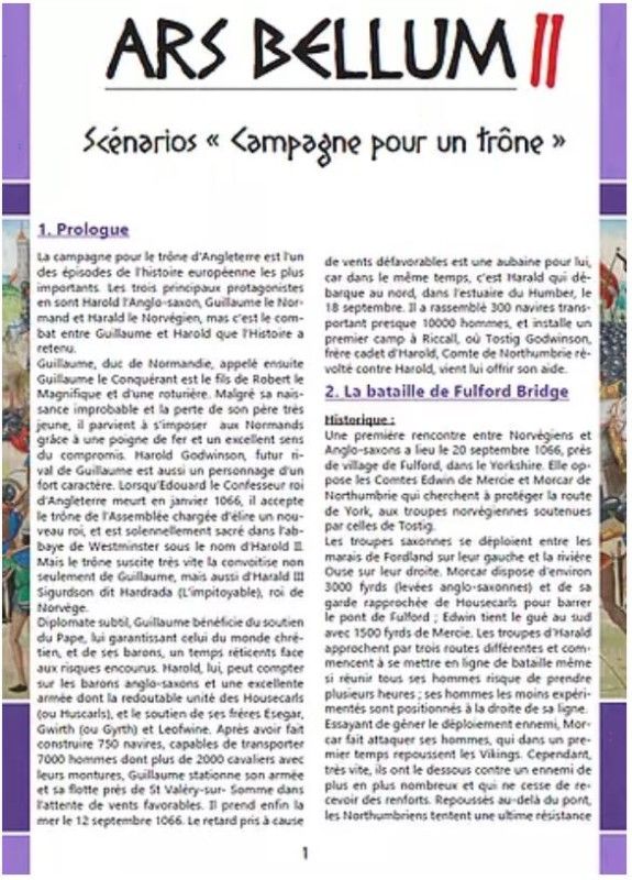 Ars Bellum II: Scénarios "Campagne pour un trône"