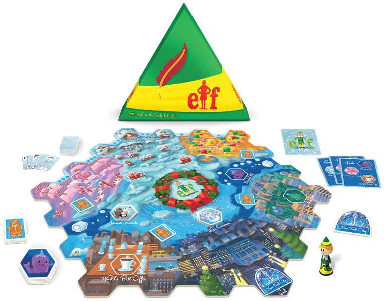 Elf: Journey from the North Pole, Funko Games, 2020 — box and components (image provided by the publisher)