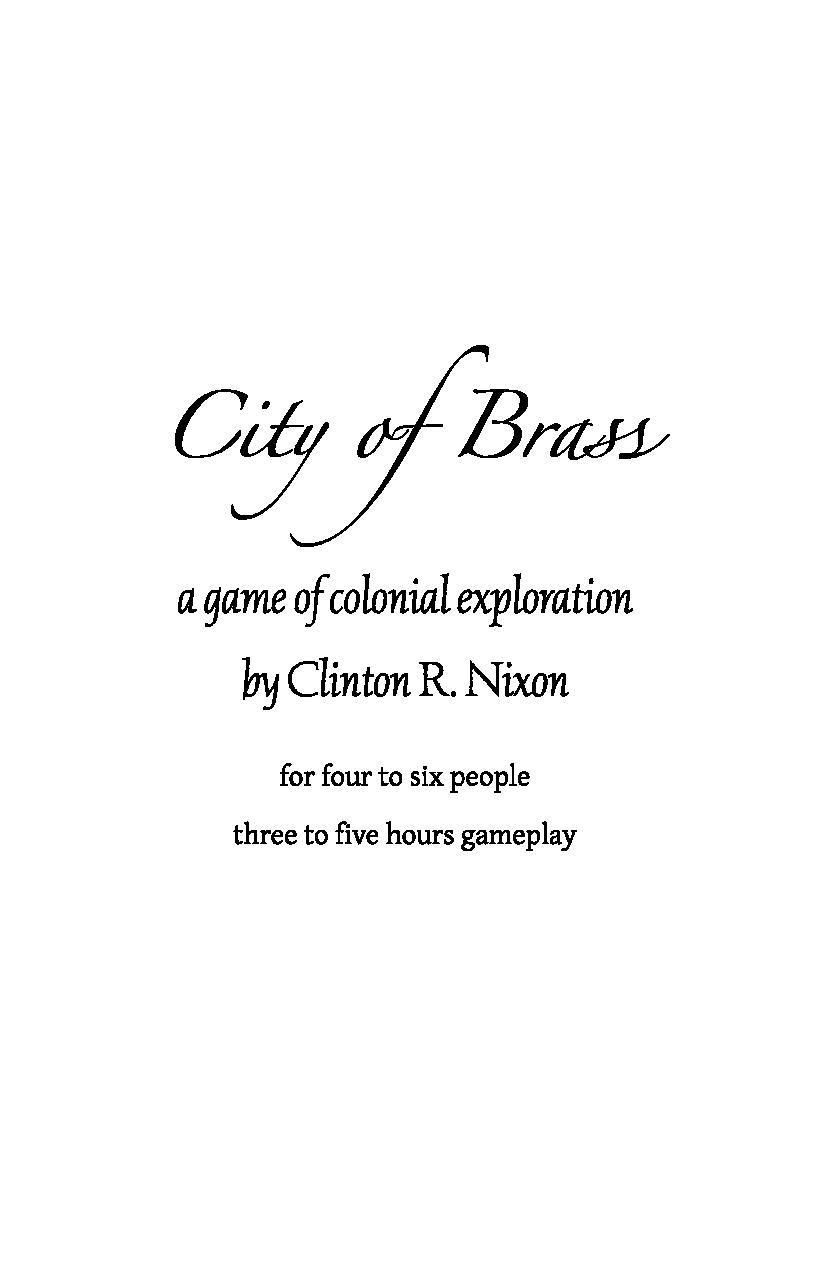 City of Brass: a game of colonial exploration cover