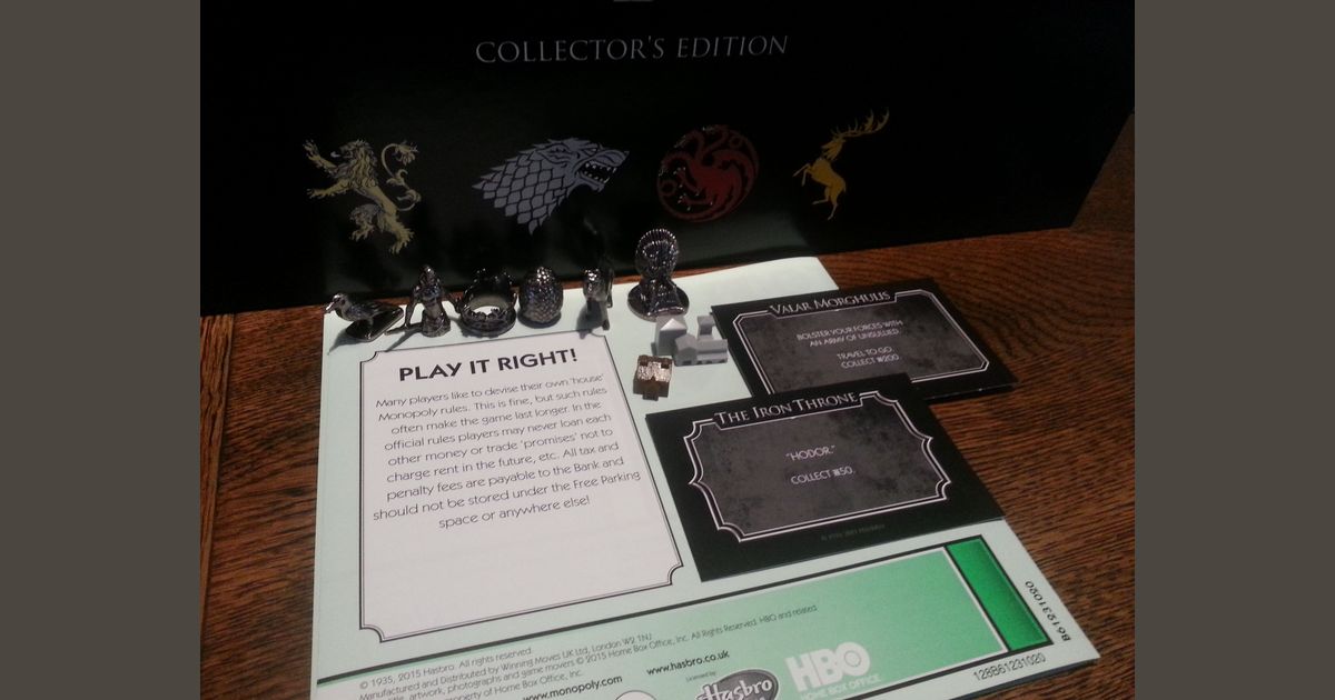monopoly game of thrones collector's edition rules