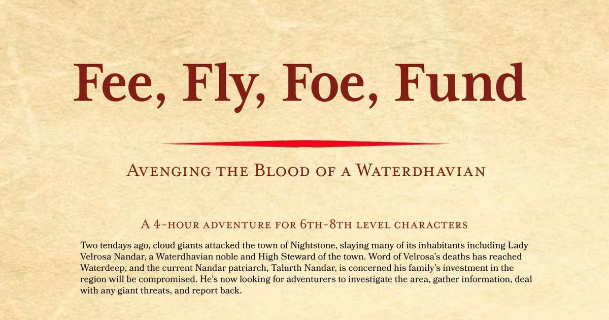 Fee, Fly, Foe, Fund | RPG Item | BoardGameGeek