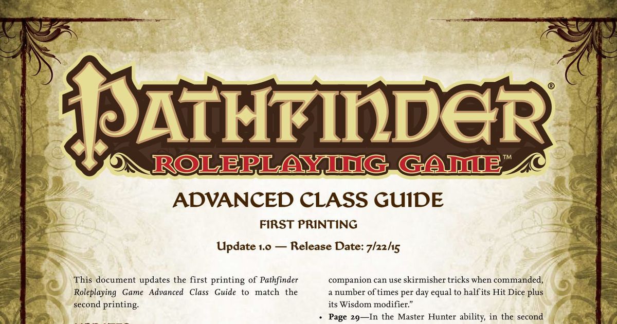 Advanced Class Guide Errata | RPG Item | RPGGeek