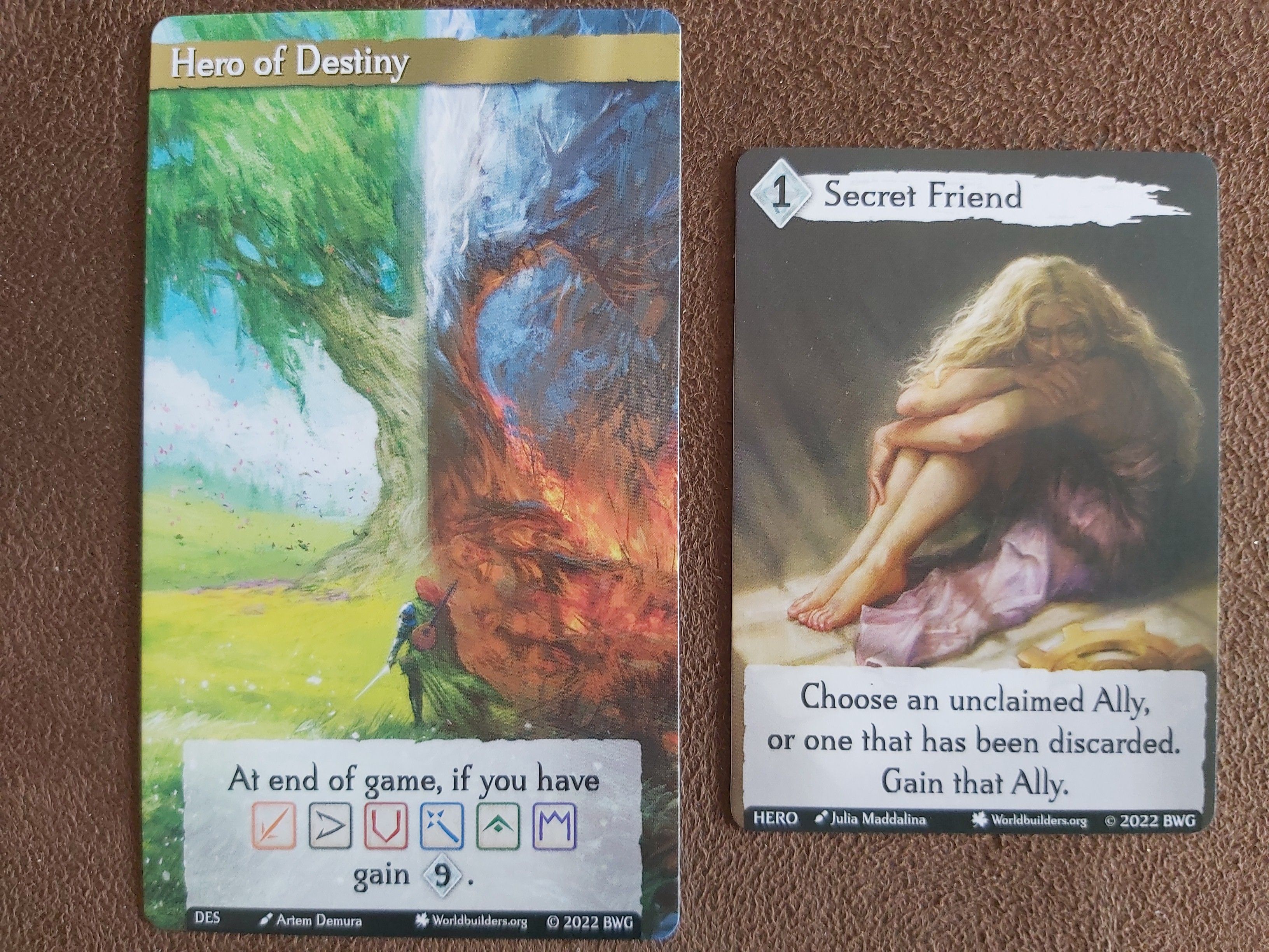 Call to Adventure: Name of the Wind – Worldbuilders Exclusive: Secret Friend & Hero of Destiny (alt card) cover