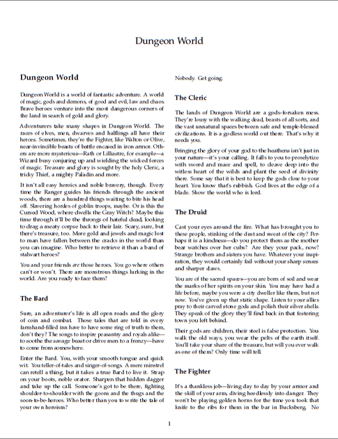 dungeon world rpg system