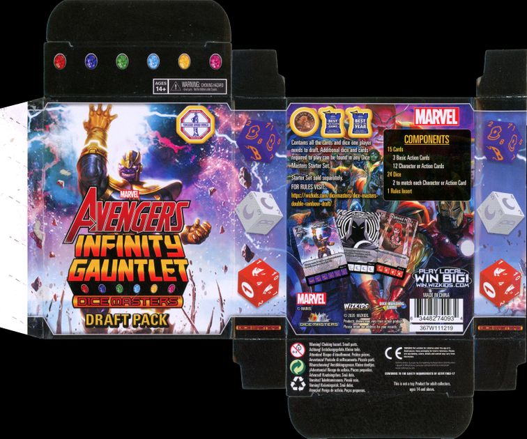 Miniature Game Avengers Infinity Gauntlet Countertop Display: Marvel Dice Masters 60+ Minutes Playing Time WZK74093 Ages 14+ WizKids
