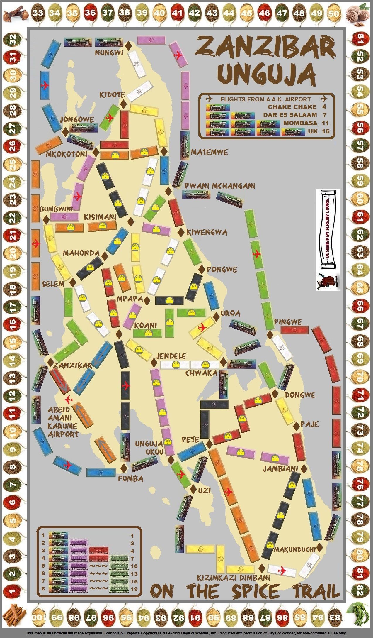 Zanzibar: Unguja (fan expansion for Ticket to Ride)