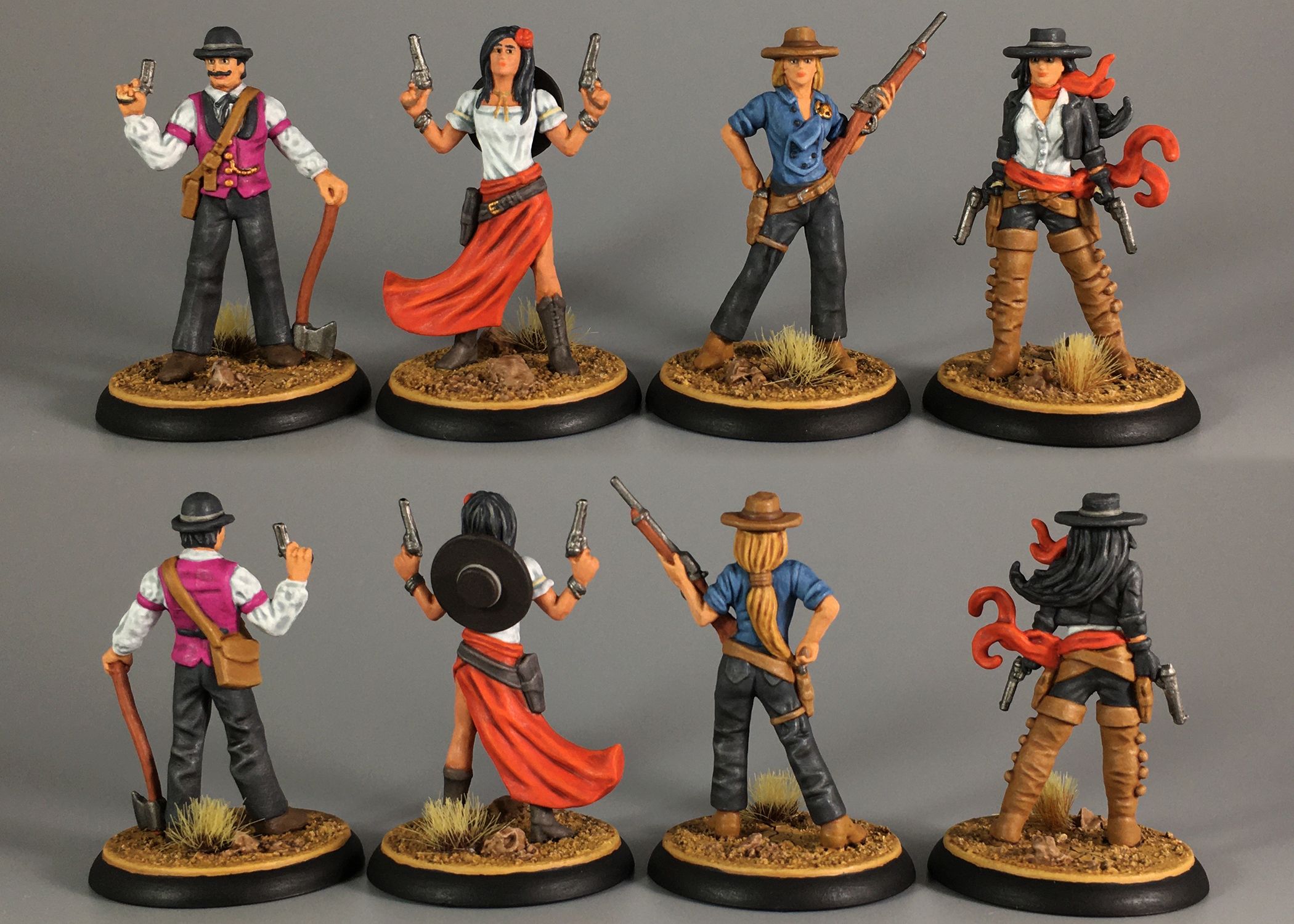 Shadows Of Brimstone: City Of The Ancients – Alt Gender Hero Pack, Miniaturas Sin Pintar De 4 Héroes (U.S. Marshal, Pianista, Bandida Y Pistolero) Con Cartas Y Hojas De Personaje