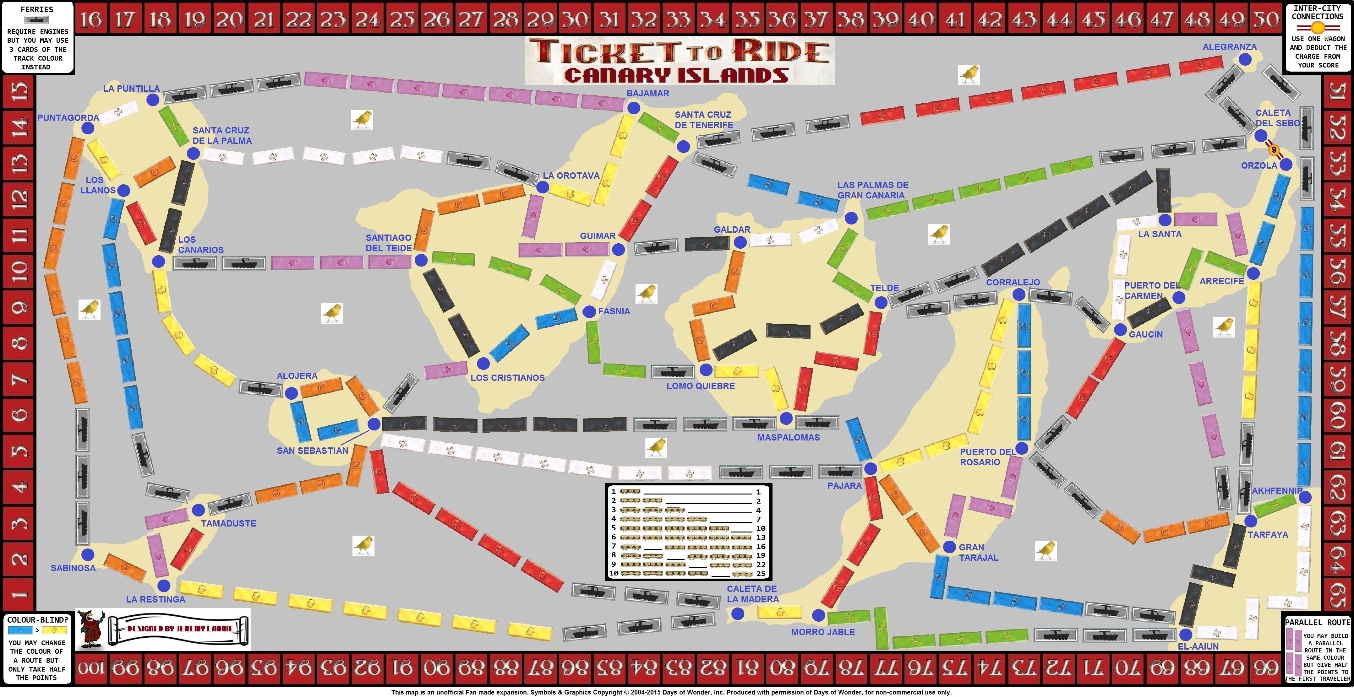 Canary Islands (fan expansion for Ticket to Ride) box art