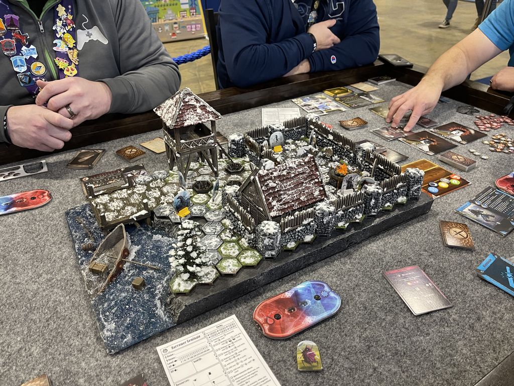 Frosthaven - Prototype with 3D Scenario at PAX Unplugged 2021 — Photo by SynapticAcid on BoardGameGeek