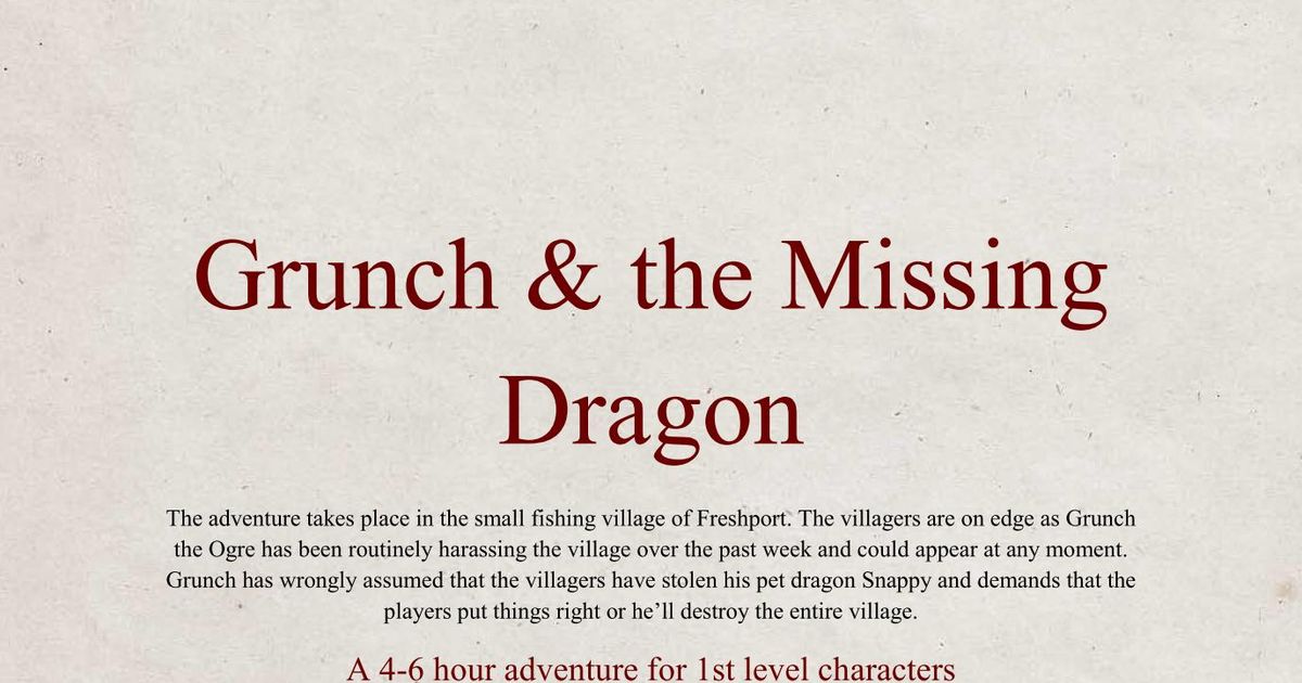 Grunch & the Missing Dragon | RPG Item | RPGGeek