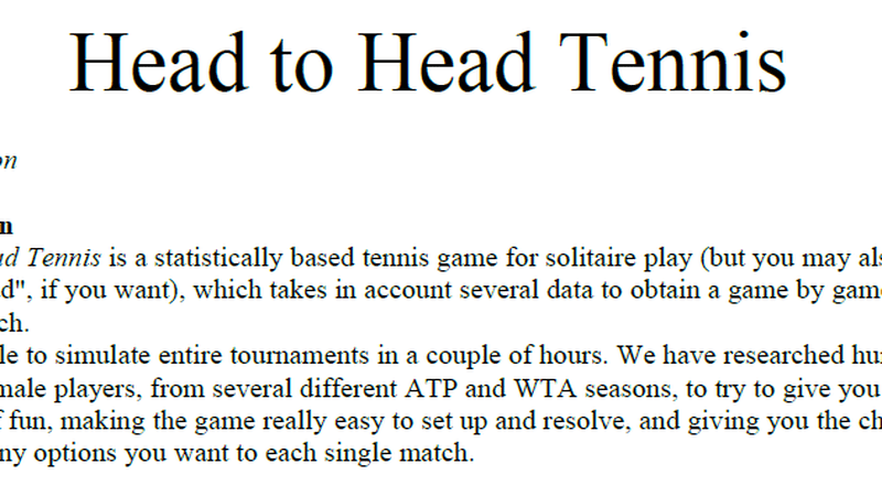 Head to Head Tennis