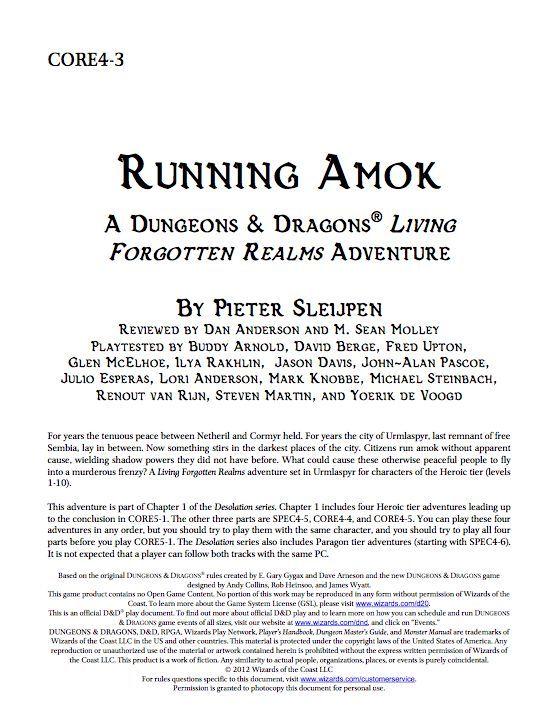Running Amok box art