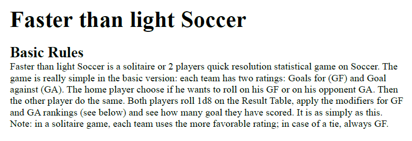 Faster than light Soccer