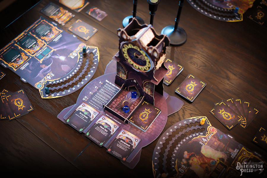 The Clocktower acts as a dice roller in addition to keeping track of rounds and rotating to present the market of cards to buy to the current player.
