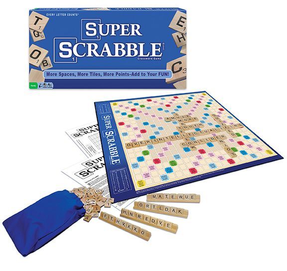 Details about   Super Scrabble Extra Large Board Game Hasbro 200 Wood Letter Tiles Complete 2004 