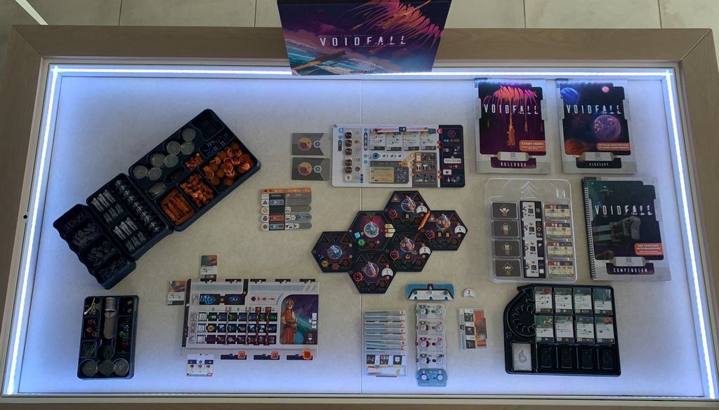 Voidfall Setup solo on a Zeus table ( mesasparajuegos ) — Photo by Meaulnes on BoardGameGeek