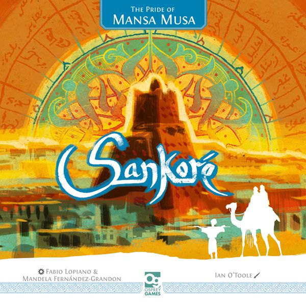 Sankoré: The Pride of Mansa Musa, Osprey Games, 2023 — front cover (image provided by the publisher)