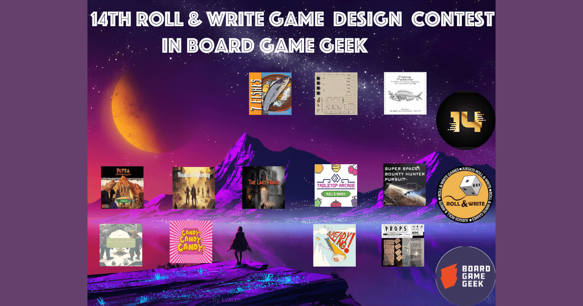 Winners of the 14th Roll & Write Game Design Contest at Board Game Geek