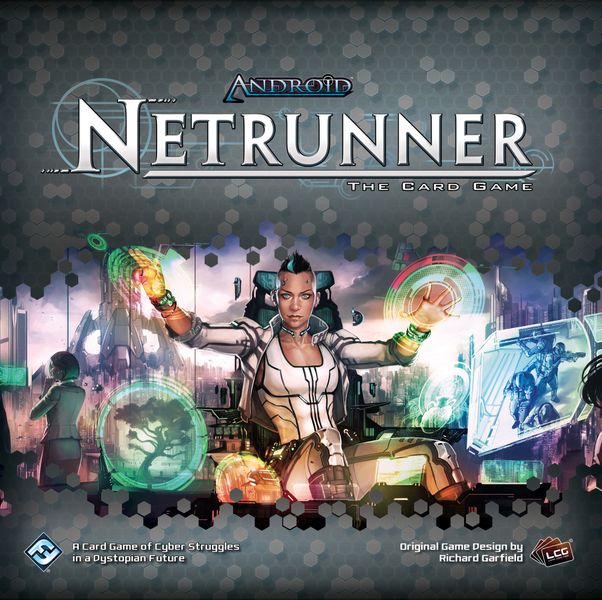 Android: Netrunner (revised core set), Fantasy Flight Games, 2017 — front cover (image provided by the publisher)