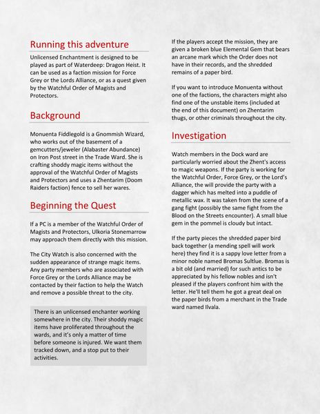 Unlicensed Enchantment Image Boardgamegeek Members mhair szeltune (master) orlar thammas (contact) ilighast chamnabbar (member) terl fadesmar (member) thyri snome (member) vahje (member) source waterdeep and the north fr1/9213 page 44 disclaimer… boardgamegeek
