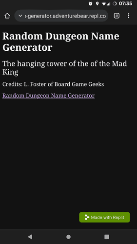 Random Dungeon Name Generator to a website