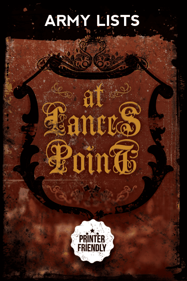 At Lances Point: Army Lists