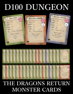 D100 Dungeon: The Dragons Return Monster Cards