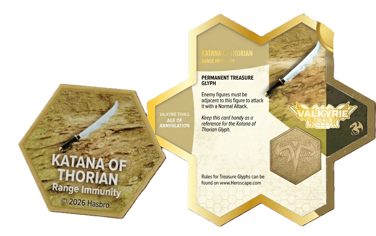 Heroscape: Valkyrie Trials Katana of Thorian Treasure Glyph Promo
