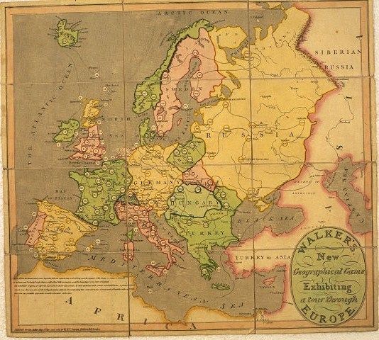 Walker's New Geographical Game Exhibiting a Tour Through Europe