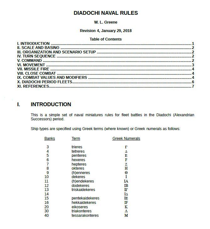 Diadochi Naval Rules