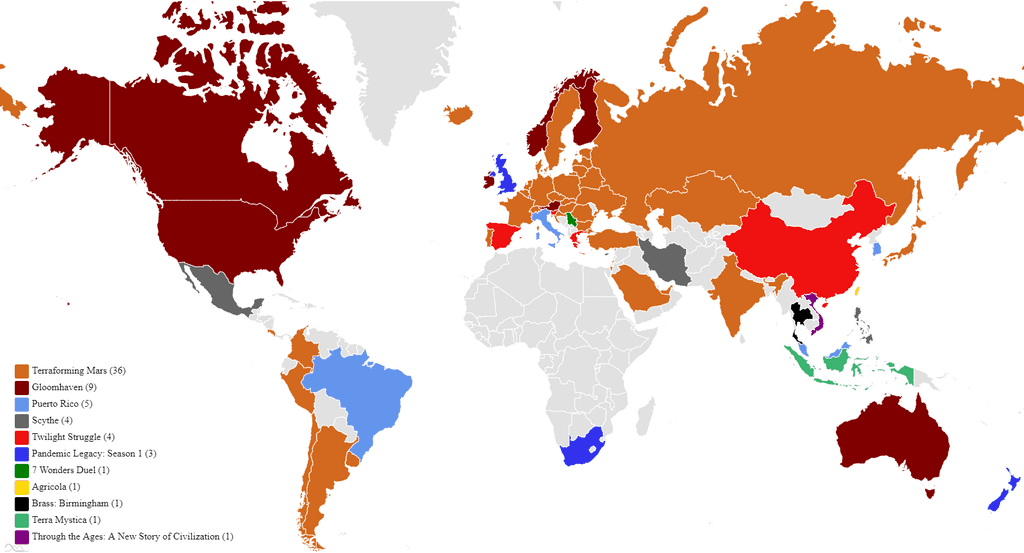Map of most popular games per country