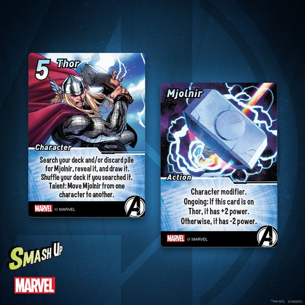 Thor Character Card and Mjolnir Action Card