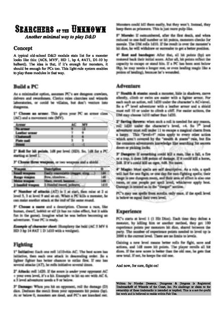 Searchers Of The Unknown Rpg Item Rpggeek If outnumbered, after the first if the result is over the monster's hit dice, he will withdraw or surrender to concept get a better position. rpggeek