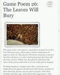 RPG Item: Game Poem 26: The Leaves Will Bury