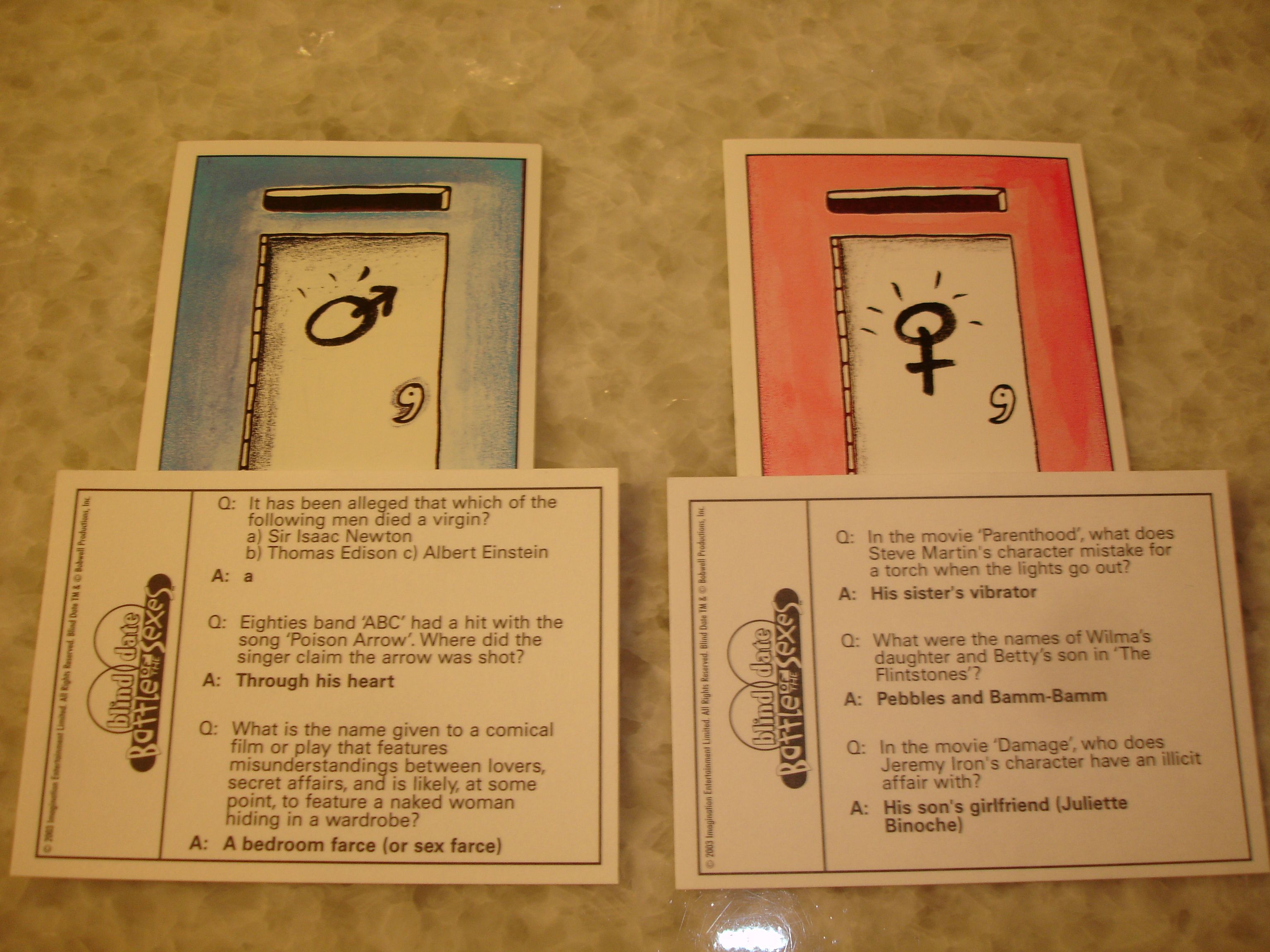 Battle Of The Sexes Blind Date Game Image Boardgamegeek