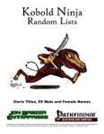 RPG Item: Kobold Ninja Random Lists: Cleric Titles and Elf Male and Female Names