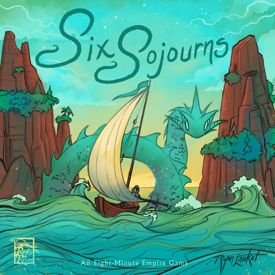 Six Sojourns gioco da tavolo area control modulare per 2-4 giocatori - copertina ufficiale Red Raven Games