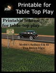 RPG Item: Virtual Table Top Token Set: Printable for Table Top Play (Webb's Sedans I & II Top Down View)