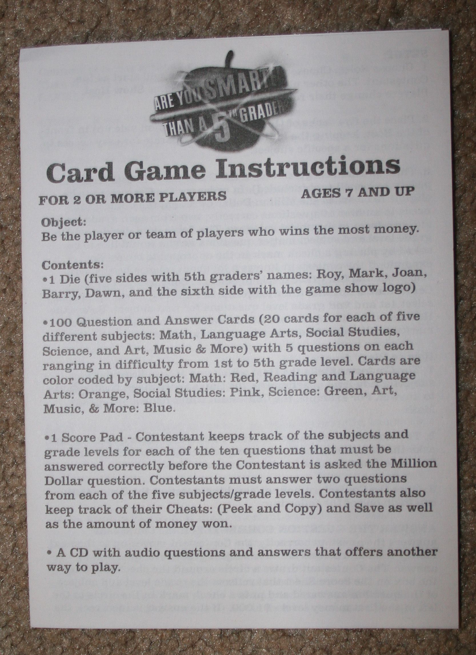Are you Smarter Than a 5th Grader? Card Game | Image | BoardGameGeek