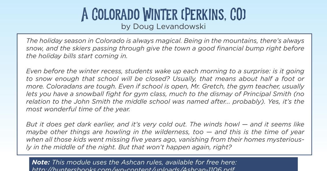 A Colorado Winter (Perkins, CO) | RPG Item | RPGGeek