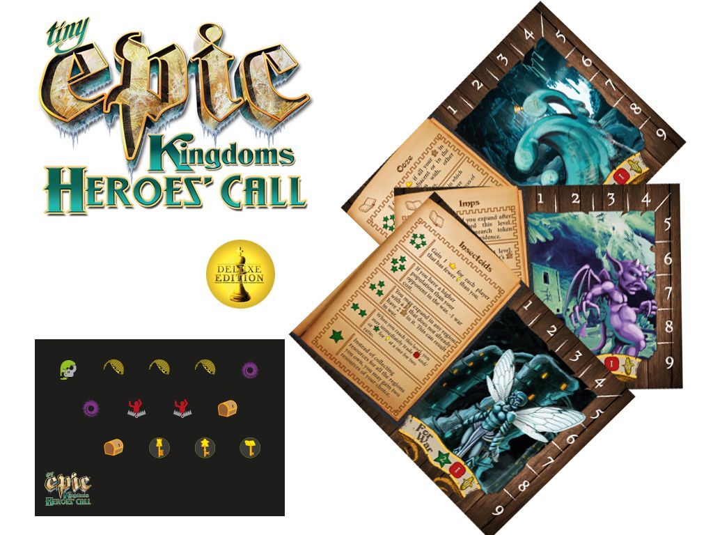 Tiny Epic Kingdoms: Heroes' Call – Deluxe Promo Pack and Mini Expansion box art