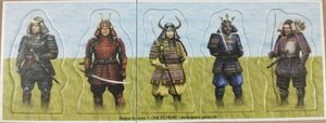 Shogun: Queenie 1 – 5 Daimyo card board cut outs with stands