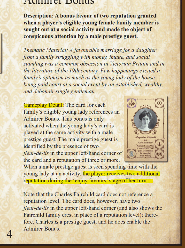 Asterisks on cards with Admirer Bonus | Obsession