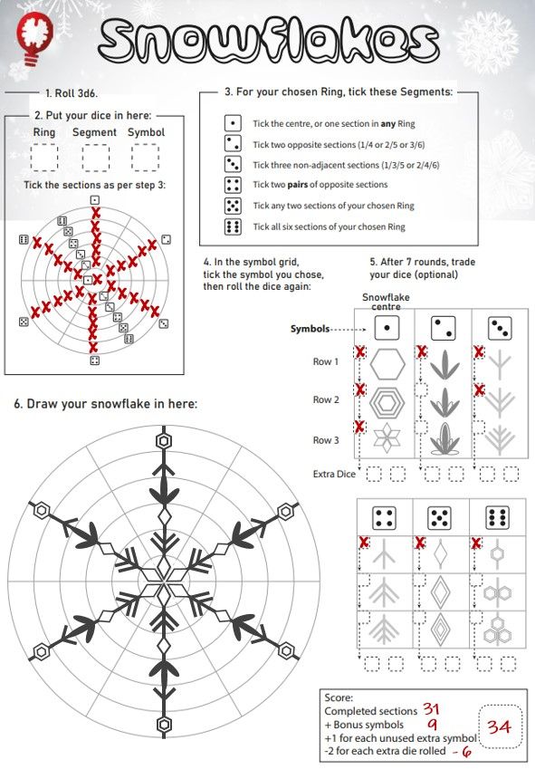 [WIP] Snowflakes (5th Roll & Write Design Contest)