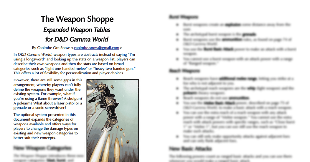 The Weapon Shoppe: Expanded Weapon Tables for D&D Gamma World | RPG ...