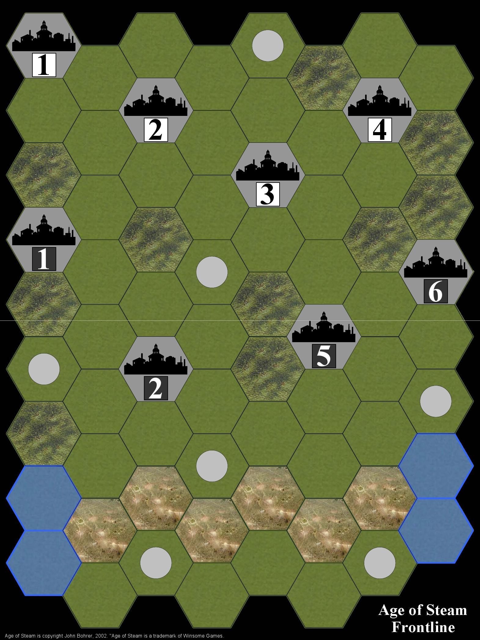 Frontline (fan expansion for Age of Steam) cover