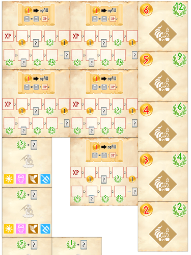 new versions of the Hero boards, along with the first prosperity tiles (later became items) and the Zeus tiles (later removed)